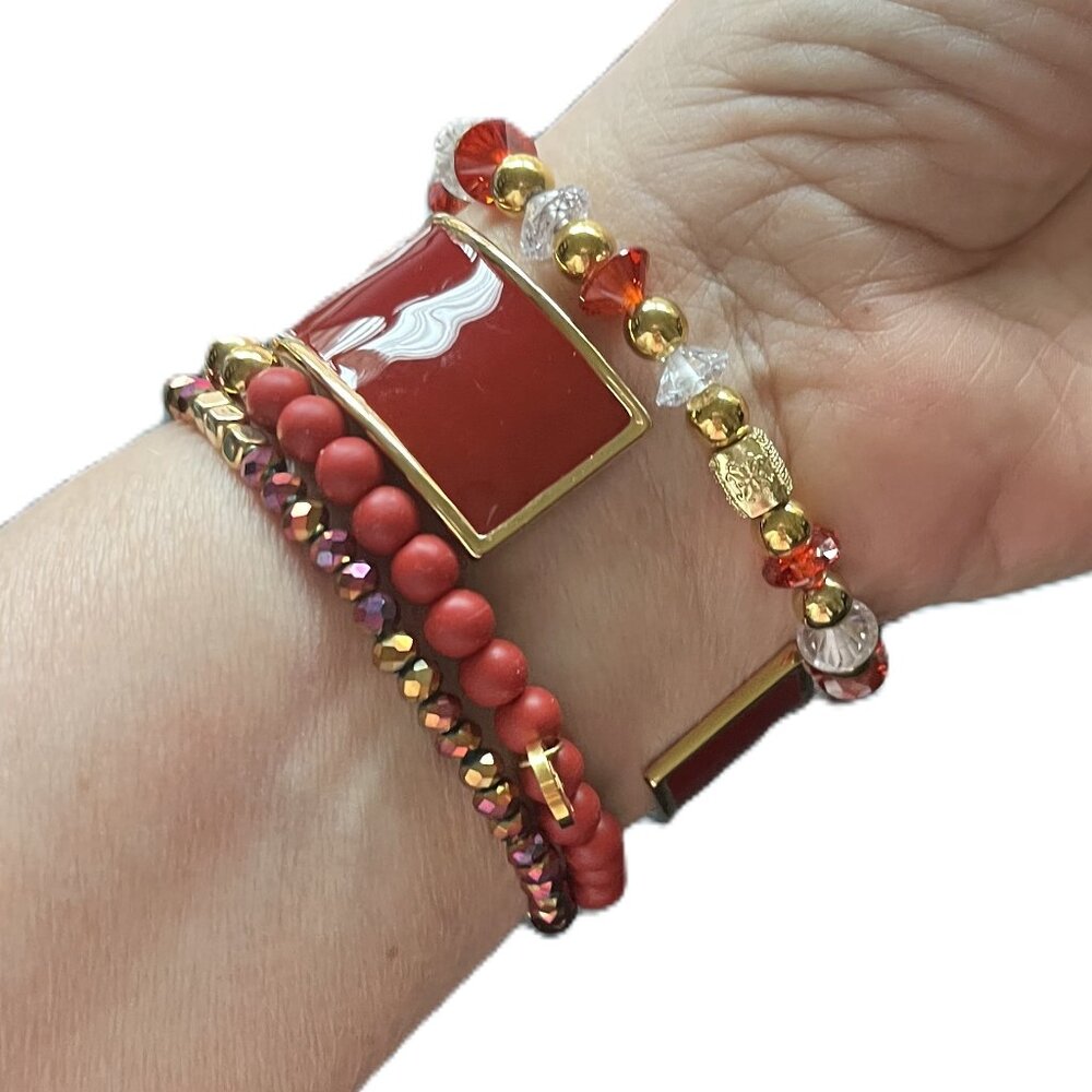 Rustic Cuff Set Of Four Stackable Bracelets Set I… - image 5